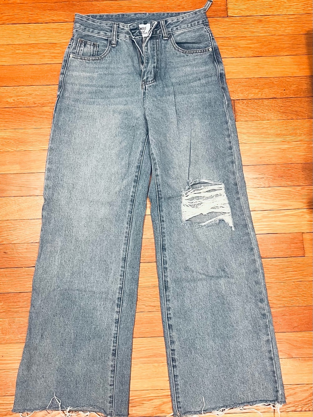 Princess Polly High-Rise Wide Leg Distressed Women's Jeans - Light Wash Blue